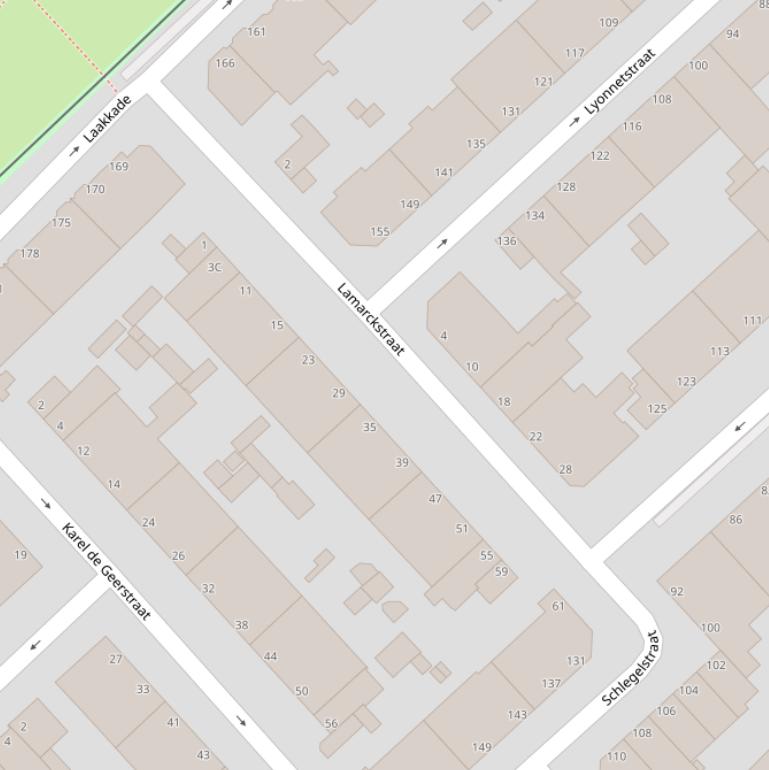 Kaart van de Lamarckstraat.