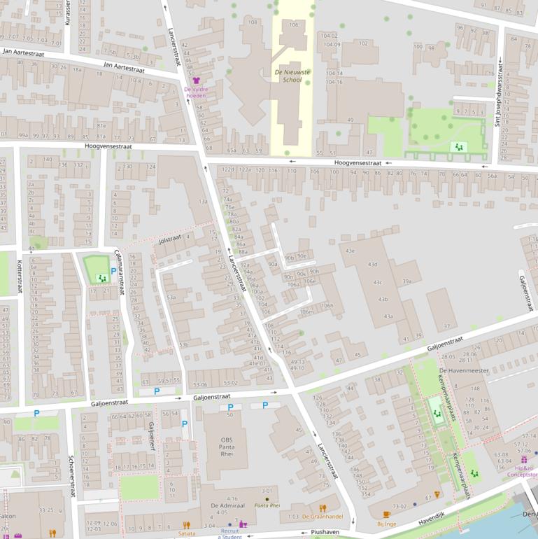 Kaart van de Lanciersstraat.