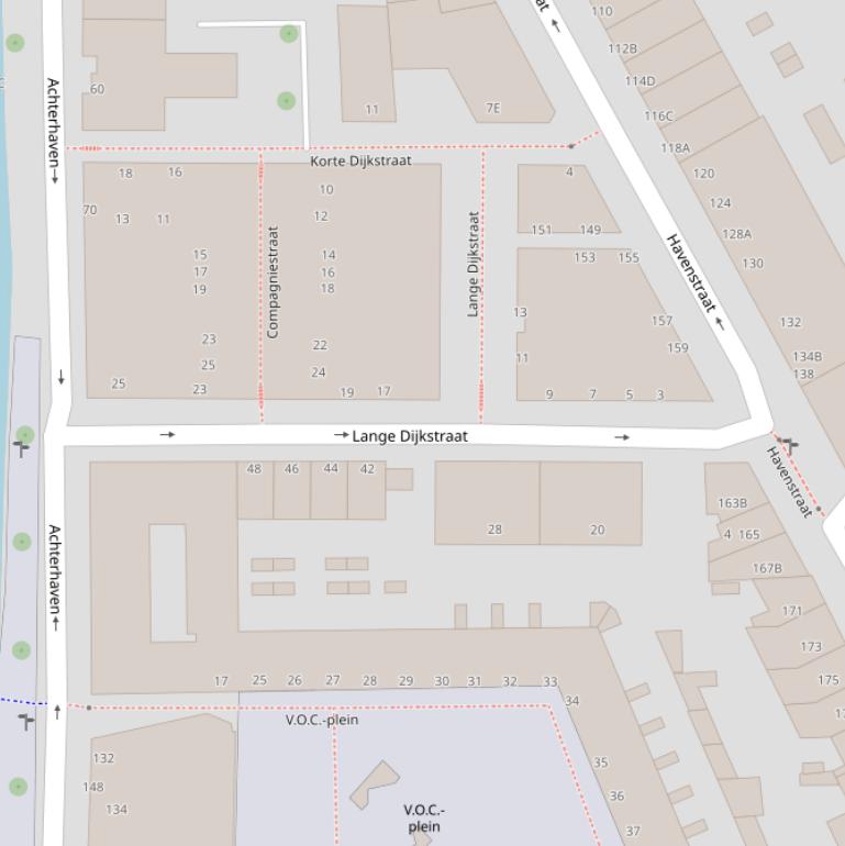Kaart van de Lange Dijkstraat.