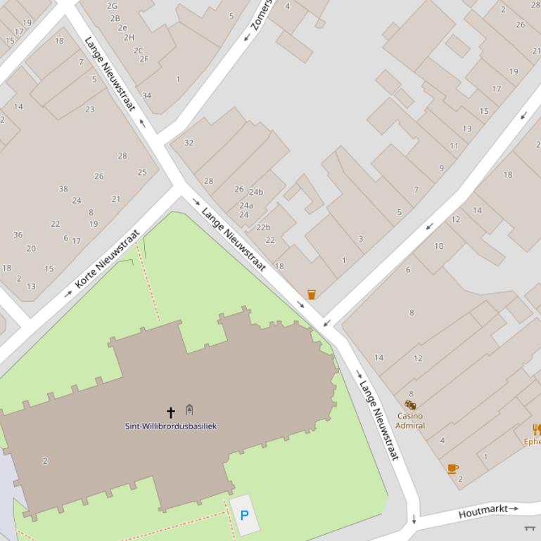 Kaart van de Lange Nieuwstraat.