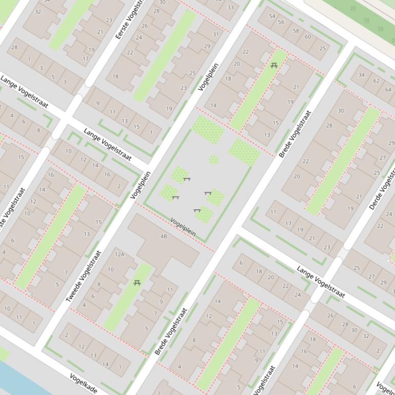 Kaart van de Lange Vogelstraat.