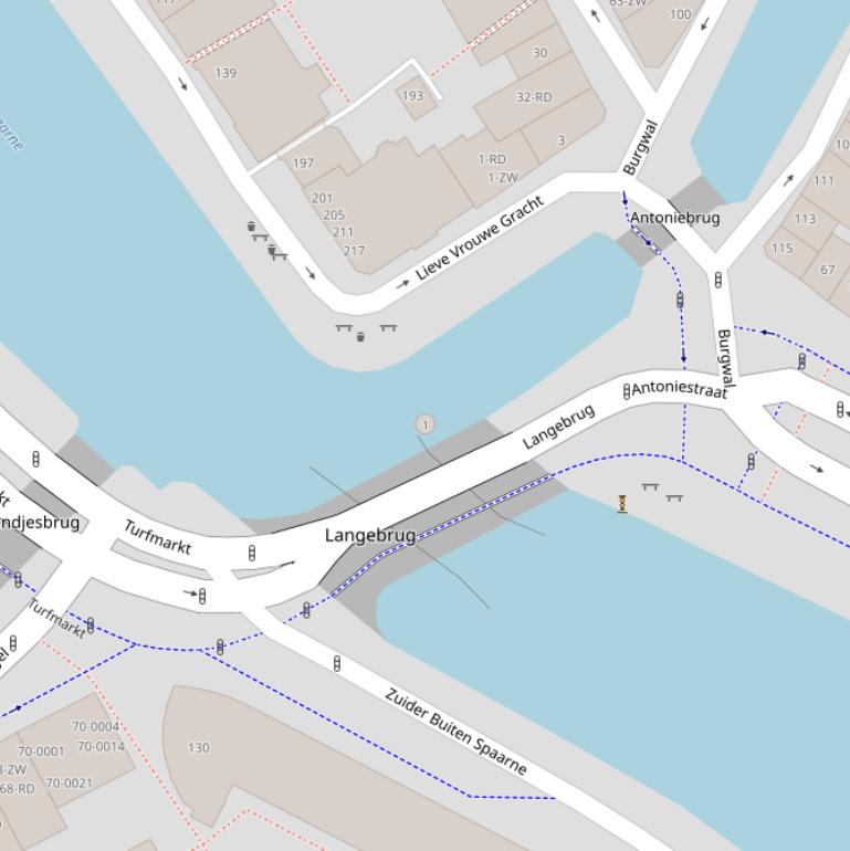 Kaart van de Langebrug.