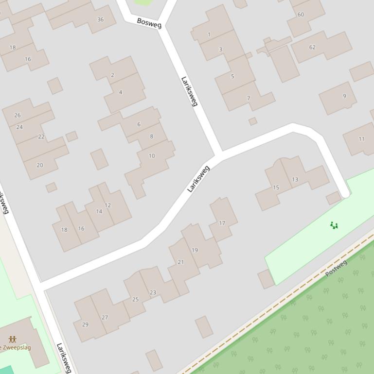 Kaart van de Lariksweg.