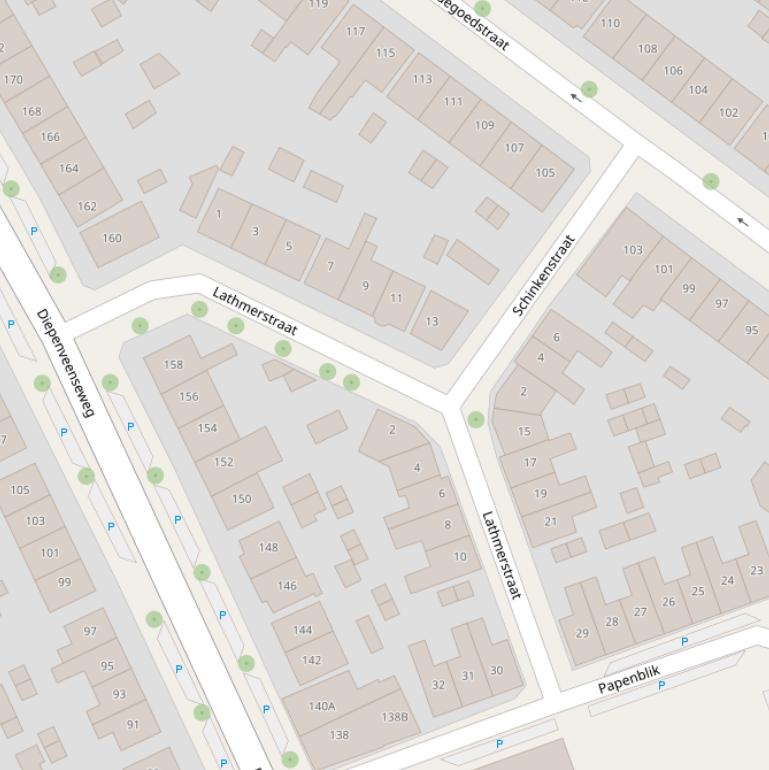 Kaart van de Lathmerstraat.