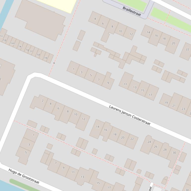 Kaart van de Laurens Janszn Costerstraat.