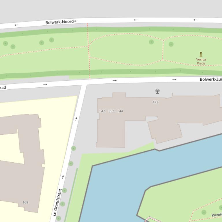 Kaart van de Le Grandstraat.