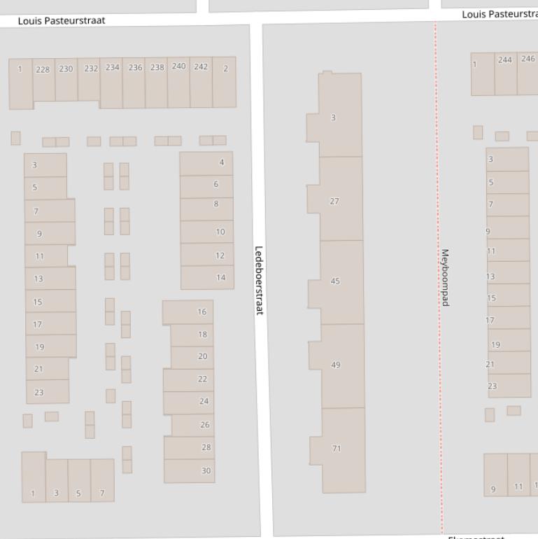 Kaart van de Ledeboerstraat.