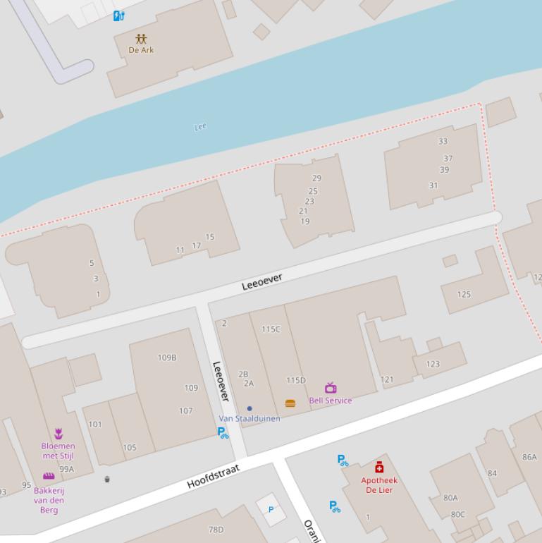 Kaart van  Leeoever.