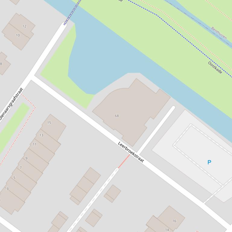 Kaart van de Leerbroekstraat.