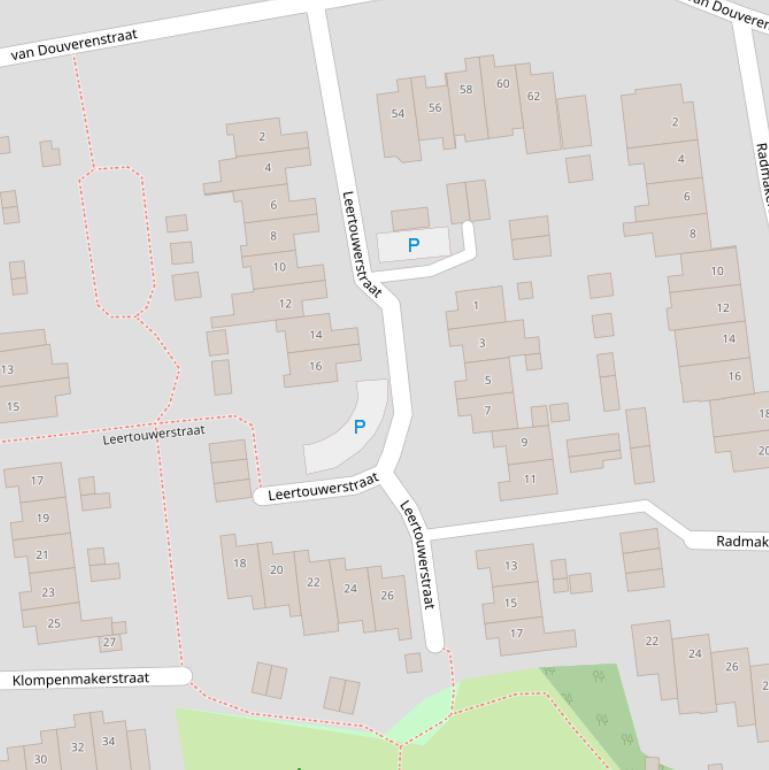 Kaart van de Leertouwerstraat.