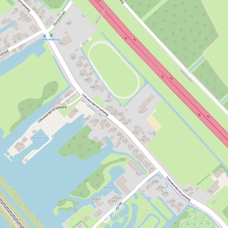 Kaart van de Leeuwarderstraatweg.