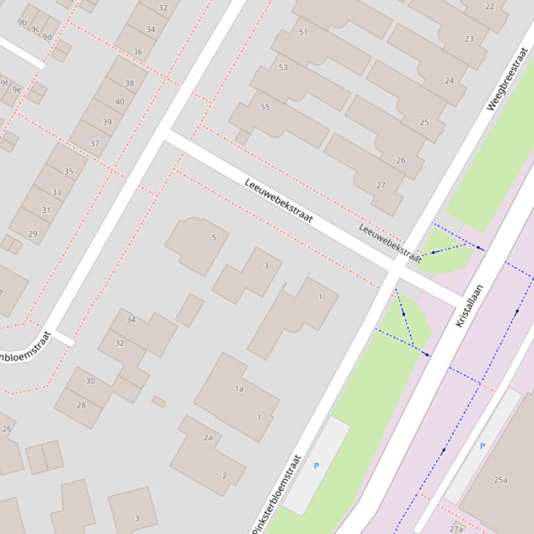 Kaart van de Leeuwebekstraat.