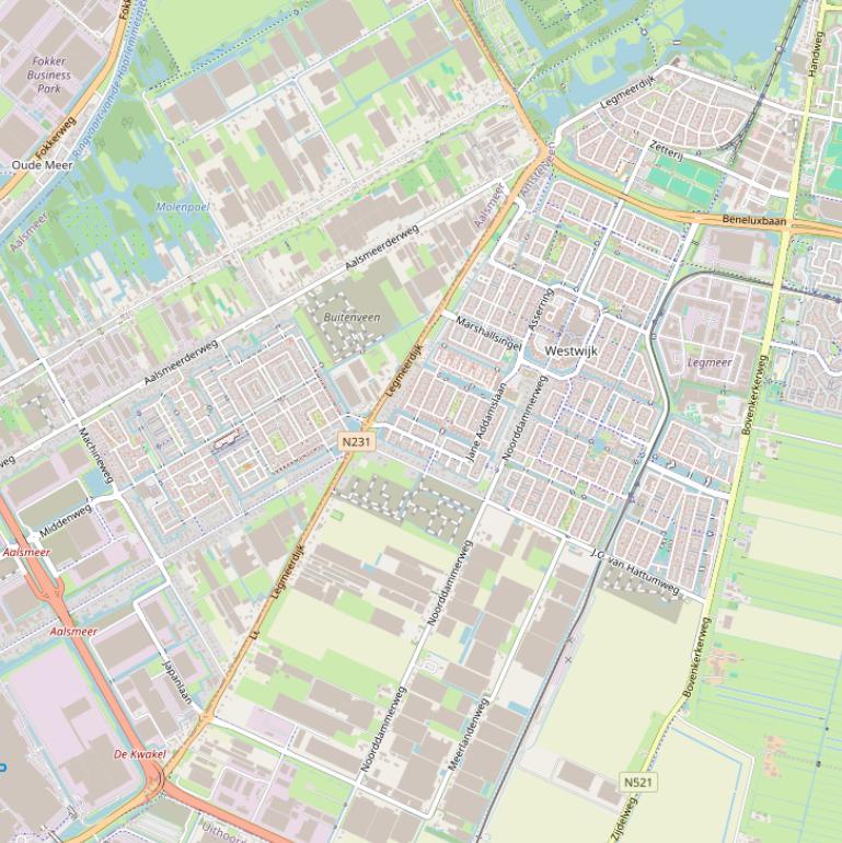 Kaart van de Legmeerdijk.