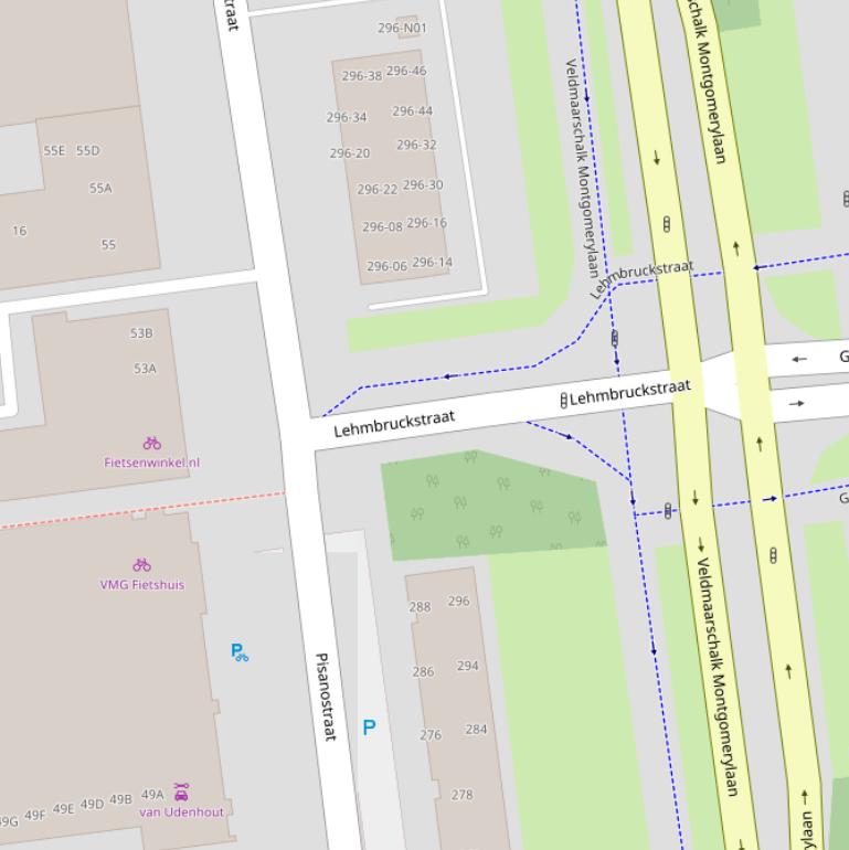 Kaart van de Lehmbruckstraat.