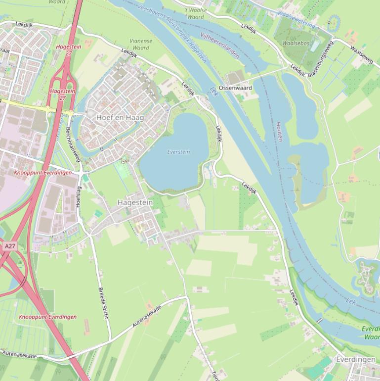 Kaart van de Lekdijk.