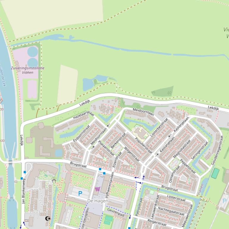 Kaart van de Lekdijk.