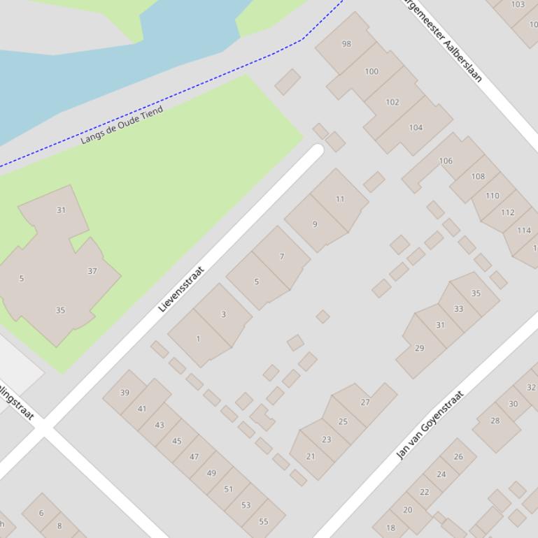 Kaart van de Lievensstraat.