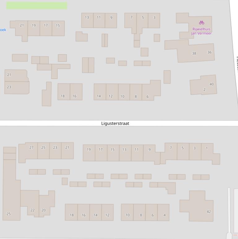 Kaart van de Ligusterstraat.