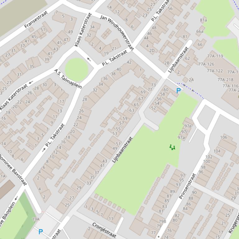 Kaart van de Lijnbaanstraat.