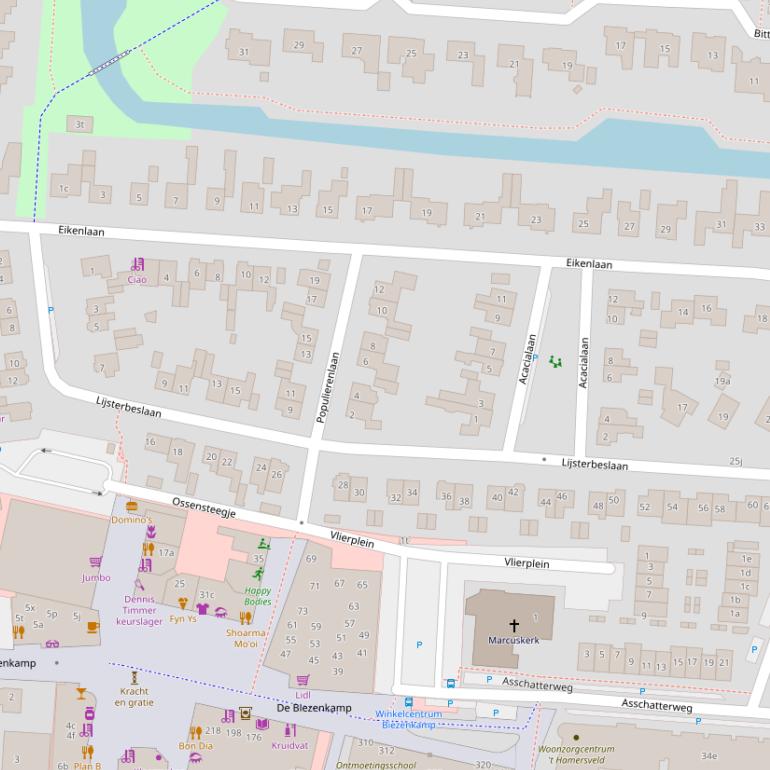 Kaart van de Lijsterbeslaan.