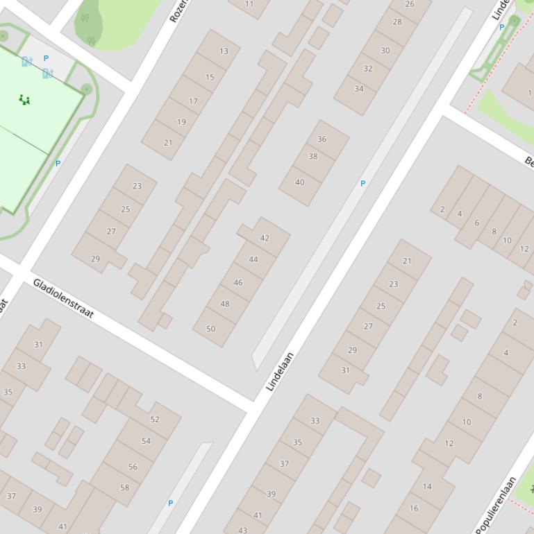 Kaart van de Lindelaan.