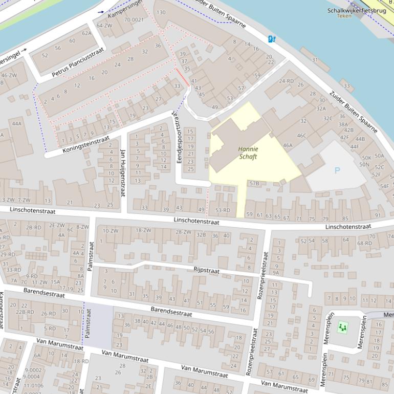 Kaart van de Linschotenstraat.