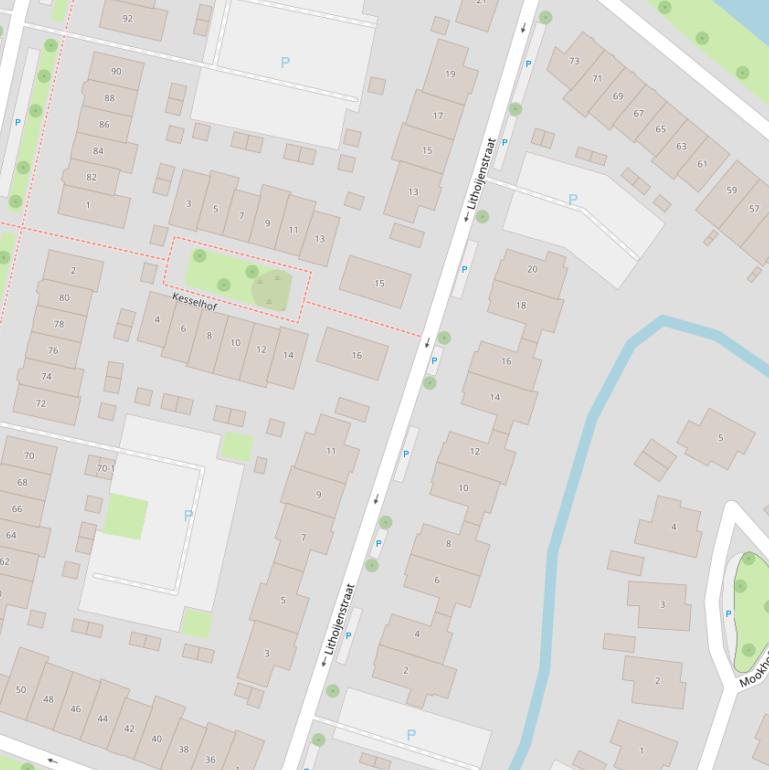Kaart van de Lithoijenstraat.