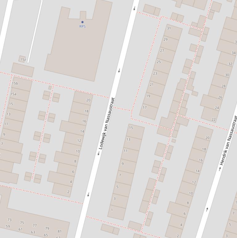 Kaart van de Lodewijk van Nassaustraat.