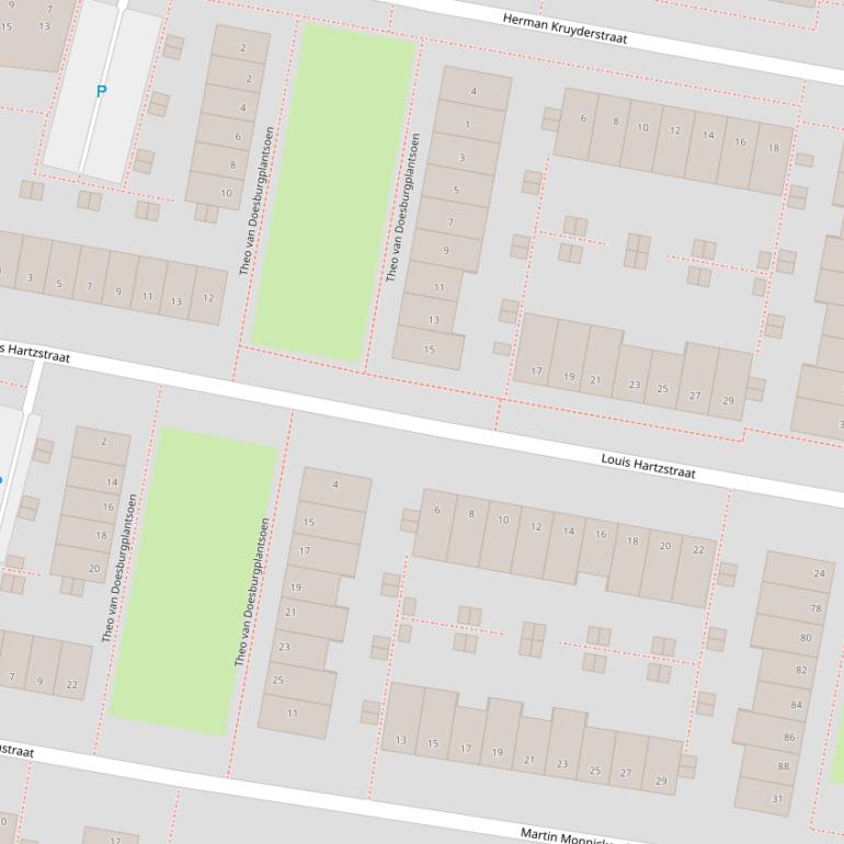 Kaart van de Louis Hartzstraat.