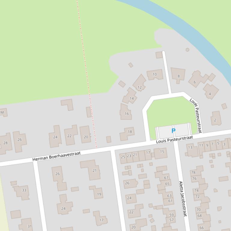 Kaart van de Louis Pasteurstraat.