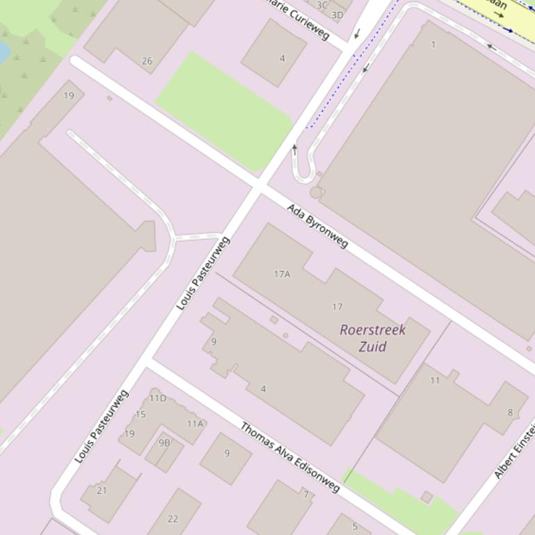 Kaart van de Louis Pasteurweg.