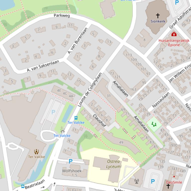 Kaart van  Louise de Colignylaan.