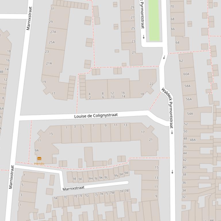 Kaart van  Louise de Colignystraat.