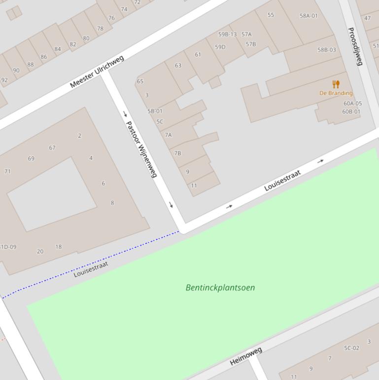 Kaart van de Louisestraat.