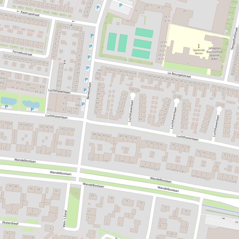 Kaart van de Luchthavenlaan.