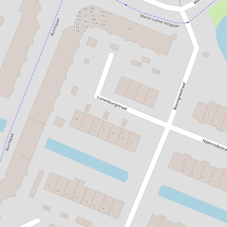 Kaart van de Lunenburgstraat.