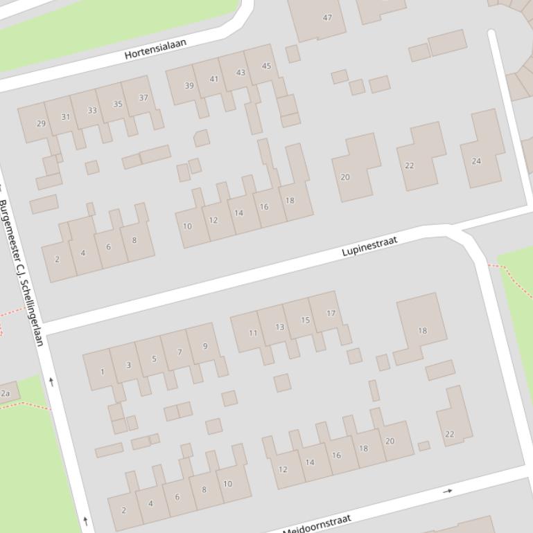 Kaart van de Lupinestraat.