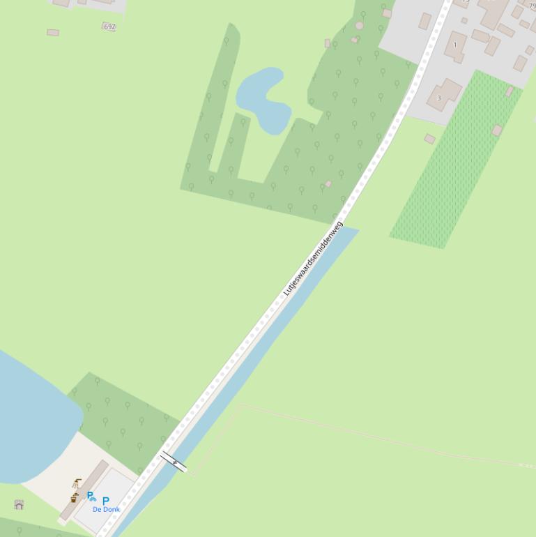 Kaart van de Lutjeswaardsemiddenweg.