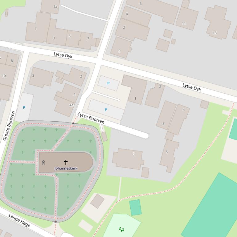 Kaart van  Lytse Buorren.