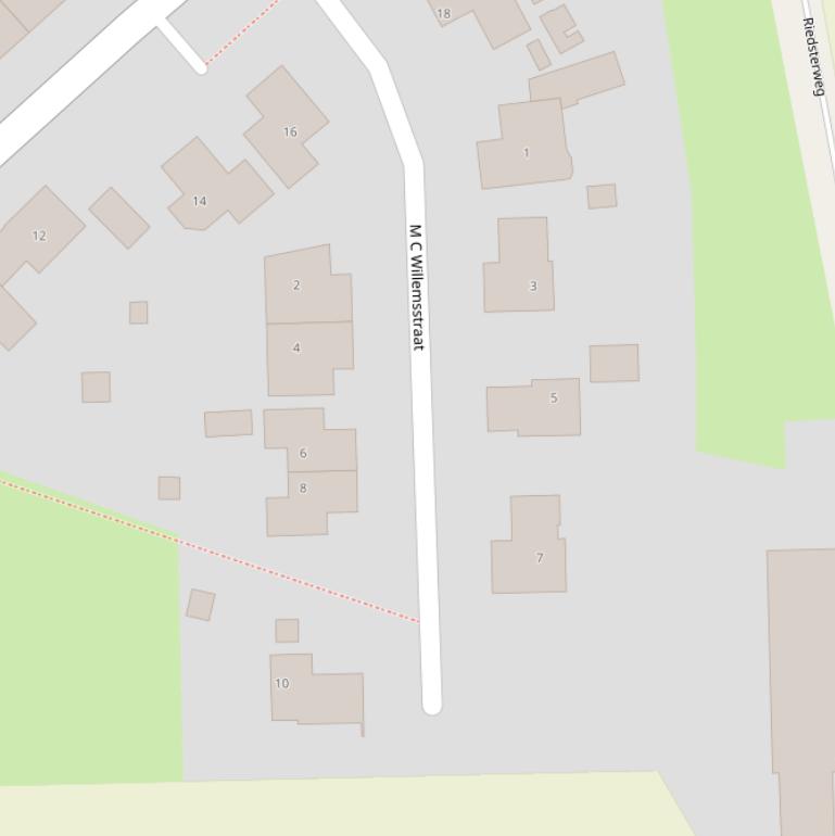 Kaart van de M C Willemsstraat.