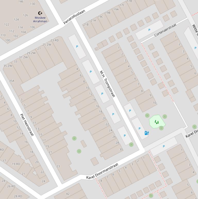 Kaart van de M.H. Trompstraat.