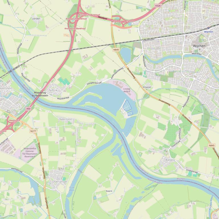 Kaart van de Maasbandijk.