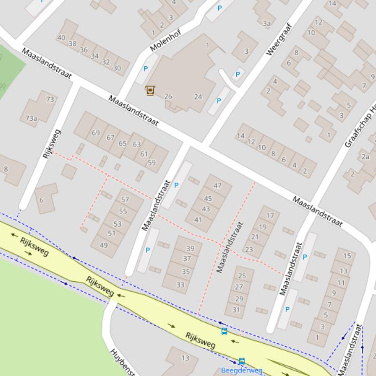 Kaart van de Maaslandstraat.