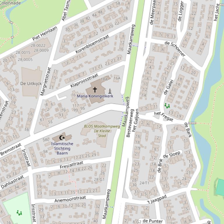 Kaart van de Maatkampweg.