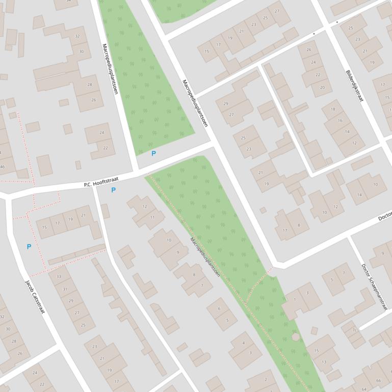 Kaart van het Macropediusplantsoen.