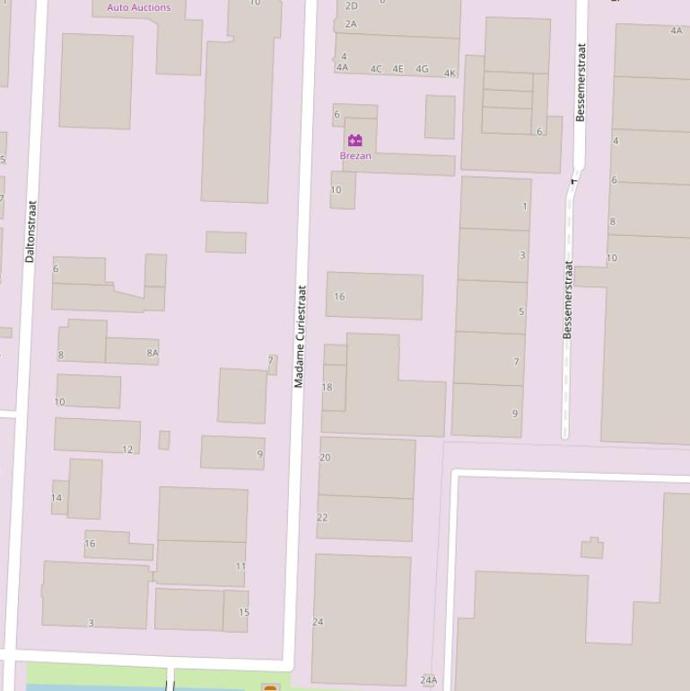 Kaart van de Madame Curiestraat.
