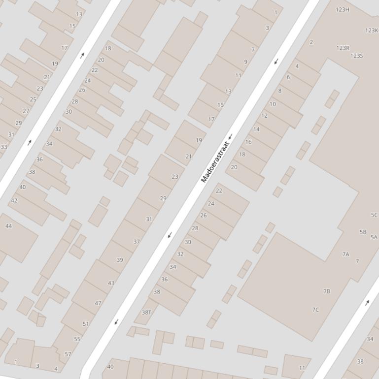 Kaart van de Madoerastraat.
