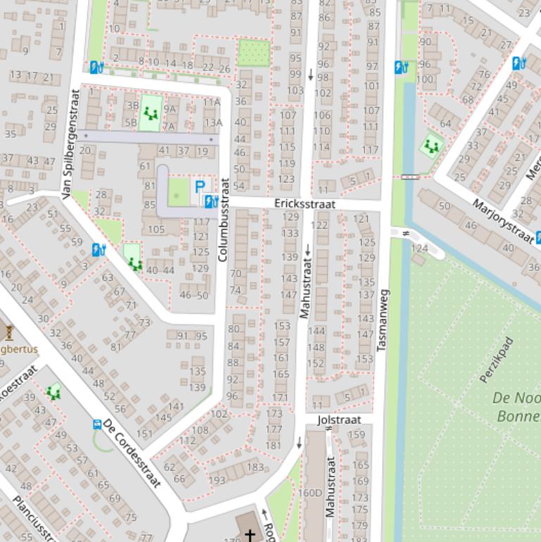 Kaart van de Mahustraat.