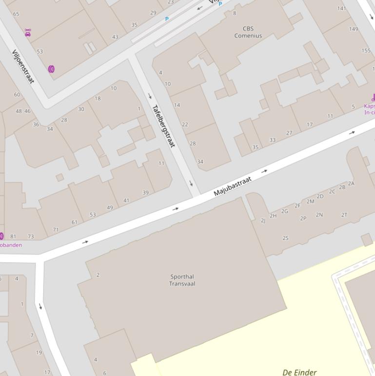 Kaart van de Majubastraat.