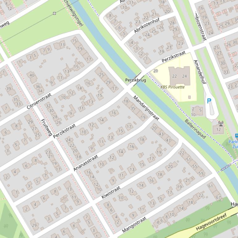 Kaart van de Mandarijnstraat.